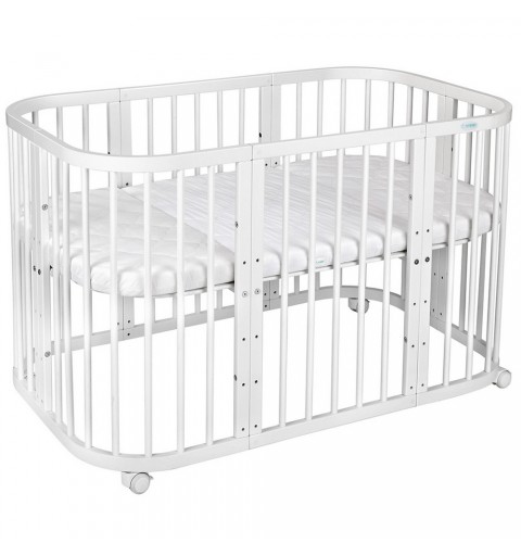 Waldin - łóżeczko drewniane z materacem 7w1 | Białe